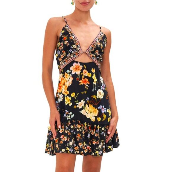 Camilla Dresses & Skirts - Camilla 'Secret History' Cut-Out Floral Silk Mini-Dress, Multi
